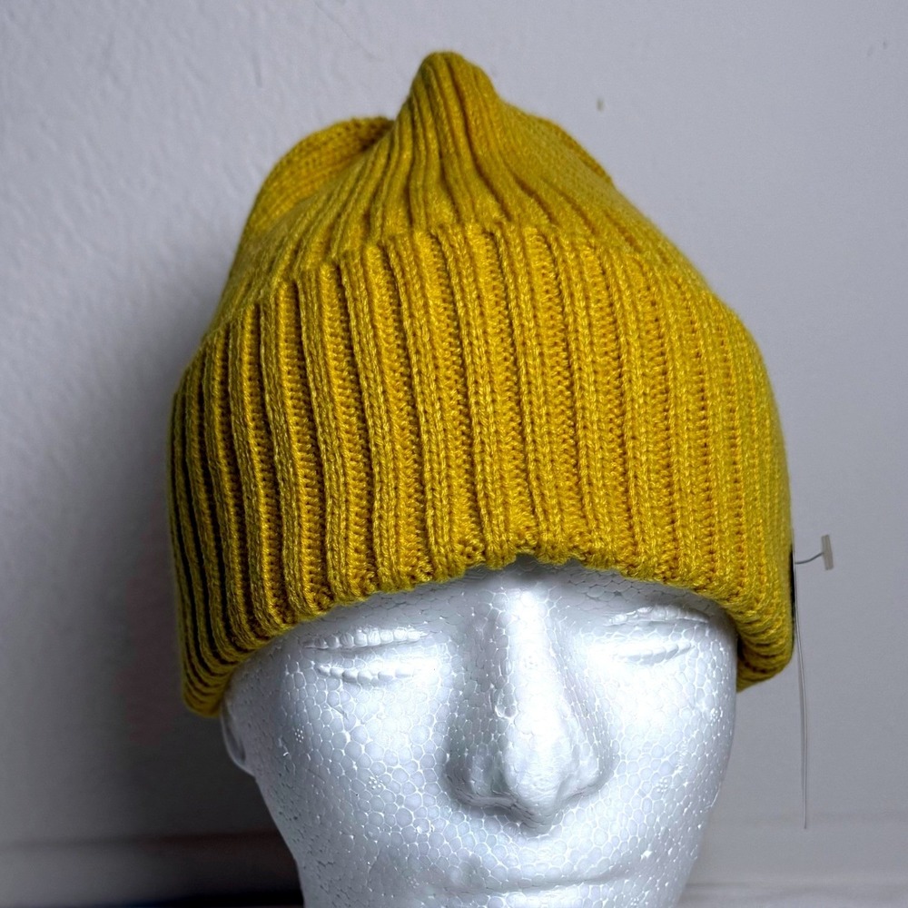 Withmoons Beanie Unisex One Size Mustard Yellow Ribbed Knit Cuffed Winter Hat